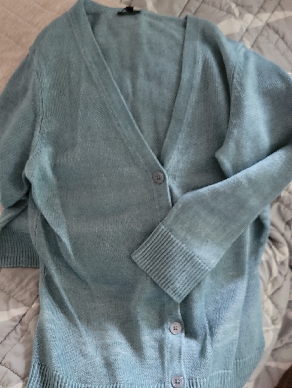Talbots Beautiful Soft Teal V-Neck Button Cardigan